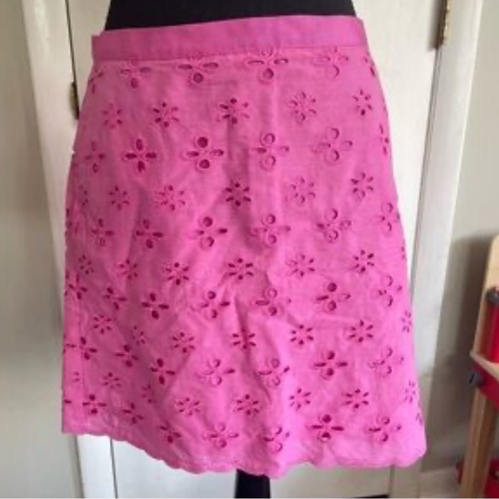 Ann Taylor, LOFT Pink Floral Eyelet Mini Skirt